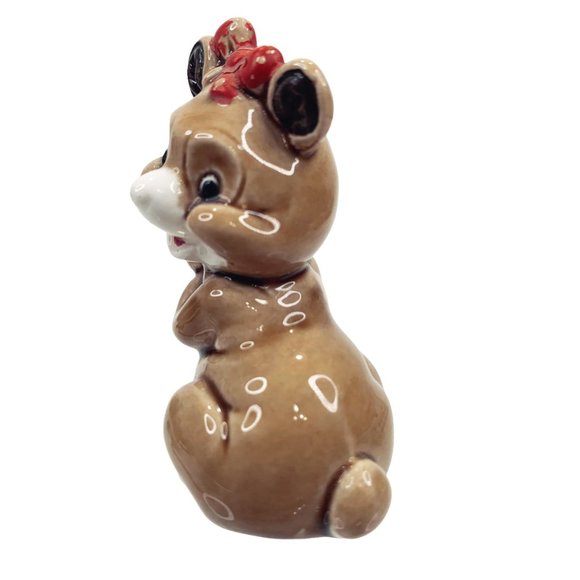 Vintage Anthropomorphic Baby Bear Figurine Ceramic Miniature Girl Japan Kitsch - Picture 8 of 9